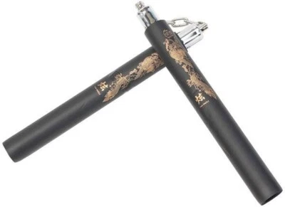 WACOKU NUNCHAKU GOMMA ESPANSO NERO CON CUSTODIA KUNG FU NUNKAKU KARATE ARTI MARZIALI
