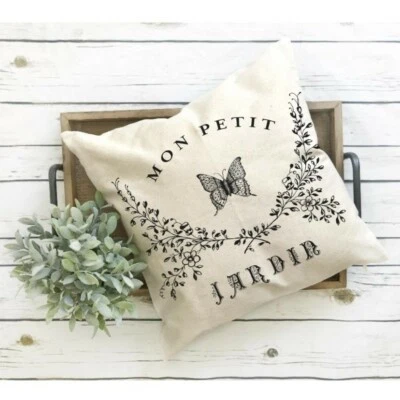 French Country, Pillow Cover, Mon Petit Jardin, Handmade, Easter, Mother's Day - Image 1 of 4