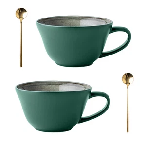 1/2x Large Coffee Cup Ceramic Soup Bowl with Handle Coffee Mug Cereal Salad Bowl - Picture 1 of 17