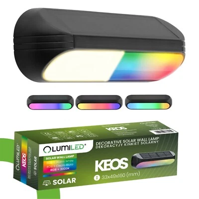 LUMILED 4x Solar Außenwandleuchte RGB Warmweiß Solarlampe Farbwechsel IP65 Deko - Bild 1 von 4
