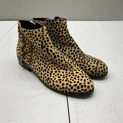 Sole Society Brown Black Cheetah Print Block Heel Booties Side Zip Women’s 9.5 - Image 1 of 4