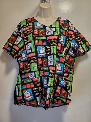 Women's Scrub Shirt Top Christmas Holiday Size 2X made by SCRUBSTAR - Image 1 of 4
