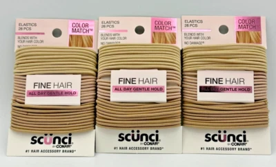 Scunci Sin Daños Color Match Elástico, Rubio, 3 Paquetes de 28 Piezas Foto 1 de 2