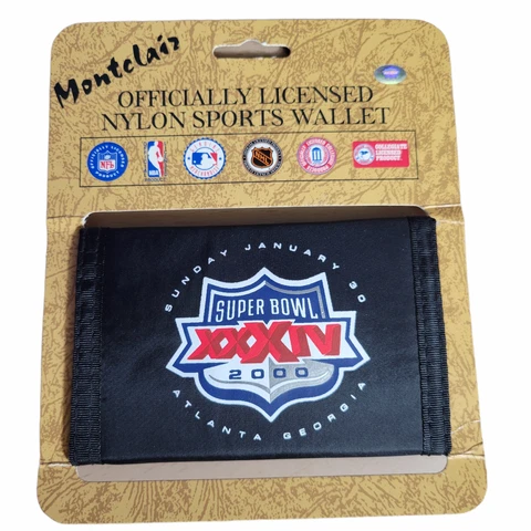 NOS Vintage Super Bowl XXXIV Nylon Wallet Montclair Atlanta Georgia 2000 NFL Cover