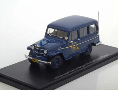 Jeep Willys Stazione Carro Michigan State Polizia Dark Blu 1954 Neo 49538 1/43 - Immagine 1 di 3