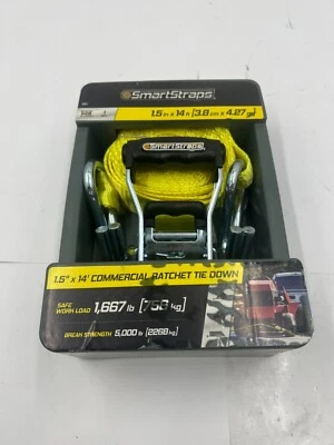 Smart Straps 1.5" x 14' Commercial Ratchet Tie Down 351 Break Strength 5000 lbs - Image 1 of 4