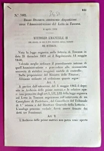 TOSKANA 1862 KÖNIGLICHES DEKRET X VERFÜGUNG DER LOTVERWALTUNG - 3451 - Bild 1 von 1