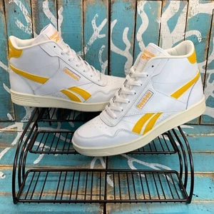 Reebok Womens Club High Tops Shoes Sneakers White/Gold Sz 10 GW4409 Leather - Picture 1 of 9