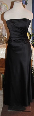 Amsale black satin bridesmaids evening formal long dress 2 - Image 1 of 4