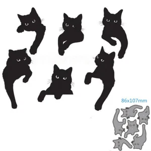 Cute Cat Batting Metal Cutting Dies Cut Mold Decoration Scrapbook Card Craft - Picture 1 of 1