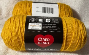 Red Heart Super Saver Yarn Gold No Dye Lot Each Skein 7 oz Lot of 2 - Picture 1 of 1