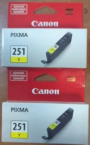 (2 Pack) Canon Pixma 251Y Yellow Genuine Inkjet Cartridge CLI-251 Printer Ink - Picture 1 of 2