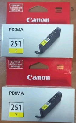 (2 упаковки) Canon Pixma 251Y желтый подлинный струйный картридж CLI-251 принтер чернила - Изображение 1 из 2