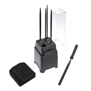 5pc Carbon Steel Needle File Set w/Block Stand Storage Case - Picture 1 of 1