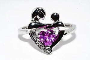 $395 .925 Sterling Silver 1.00CT Heart Cut Lab Created Sapphire Cocktail Ring - Picture 1 of 7