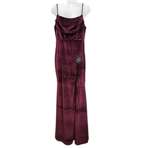 Lulus Dress M Everything I Do Wine Velvet Cowl Neck Mermaid MaxiBridemaid NEW - Picture 1 of 17