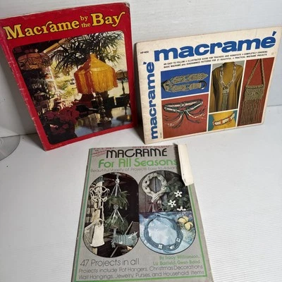 3 X Macrame Pattern Books - Macrame By the Bay , Vintage Craft - Image 1 of 4