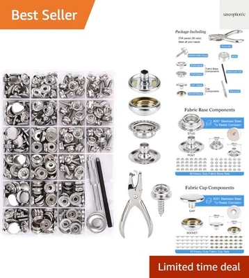 Kit a presión de acero inoxidable de alta resistencia - 314 piezas con herramientas en estuche de almacenamiento portátil Foto 1 de 4