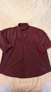 Haggar Shirt Men’s 2XL Maroon Long Sleeve Casual Button Up Lightly Checkered - Picture 1 of 8