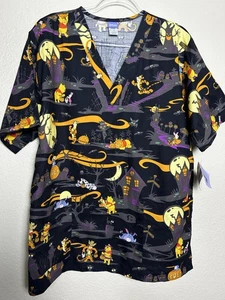 DISNEY Pooh & Friends Nurse Scrubs Sz Medium With Pockets Halloween NEW - Picture 1 of 7
