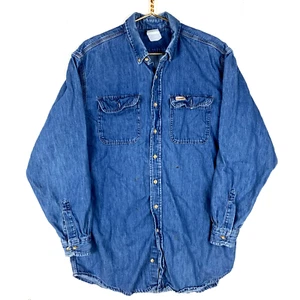Vintage Carhartt Denim Long Sleeve Shirt 2XL Blue Button Up - Picture 1 of 7