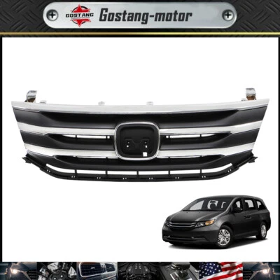For Honda Odyssey 2011 2012 2013 Front Black Grill Grille Chrome Molding New Foto 1 de 4