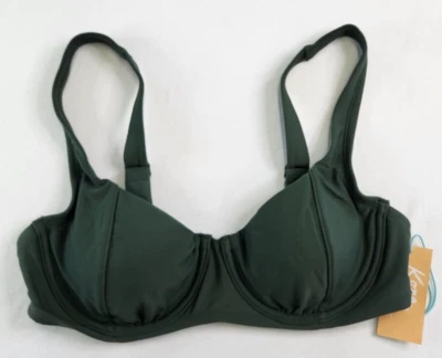 Top de natación Kona Sol para mujer verde oliva con aros talla M 8-10 almohadillas extraíbles Foto 1 de 4