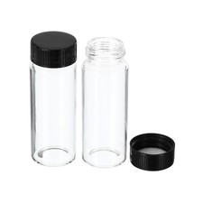 30mL Reagent Glass Storage Bottle 24Pcs Round Plastic Screw Cap Lab Home Clear