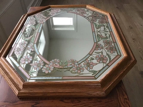 Vintage Windsor Art Pastel Blue Bonnets Hanging Octagonal Wall Mirror Cover