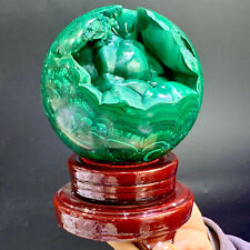 7.25LB Rare Natural Malachite quartz hand Carved sphere Crystal Healing