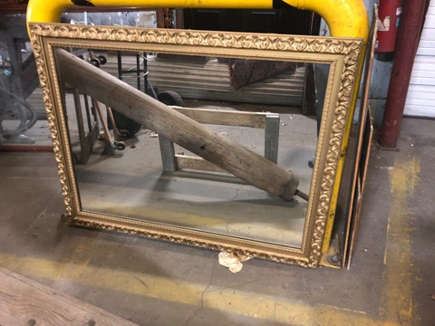 Vintage c1940/50 gold mirror ORNATE design 46” x 36” frame - 39”x29” glass area Cover