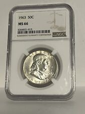 1963 50C NGC MS 66 Franklin Silver Half Dollar, Better GEM+ Uncirculated Coin