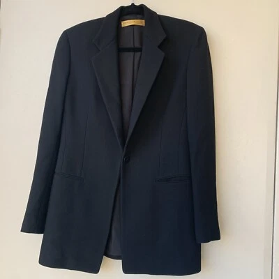 Vintage Donna Karan Signature 6 Black Long Blazer Jacket Wool Blend Made in USA - Image 1 of 4