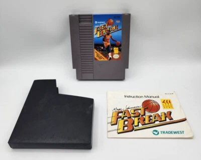 Magic Johnson's Fast Break W/ Manual (Nintendo NES, 1989) CLEANED - TESTED - Image 1 of 4