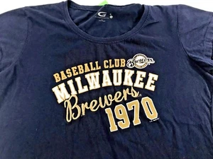 MILWAUKEE BREWERS SS T SHIRT WOMEN'S L G-III Sports for Her DISTRESSED ⚾️EUC⚾️ - Picture 1 of 6