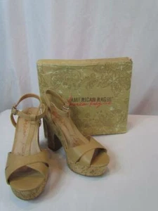 NIB American Rag Tan Cork Strappy High Heel Sandal Sz 7.5 Wide Width - Picture 1 of 11