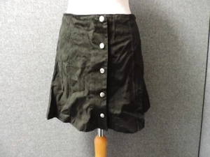 Miss Selfridge Suede Popper Skirt Black UK 10 RRP £65 LN041 EE 07 - Picture 1 of 5