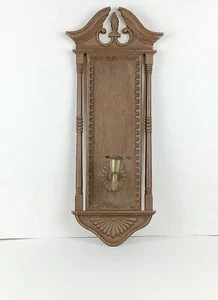 Aplique de vela de madera sintética vintage Burwood estilo colonial 1972 - Imagen 1 de 3