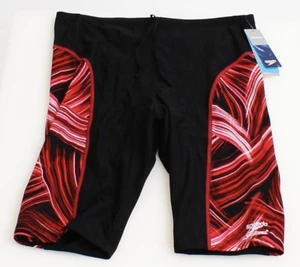 Speedo Endurance+ Turbo Stroke Jammer Black & Red Swimsuit Youth Boy's 22 NWT - Picture 1 of 3