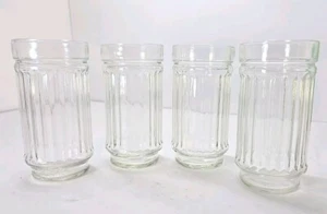 Set 4 Vintage Diner Style Ribbed Clear Glass Juice Beverage Tumblers 5 5/8" Tall - Picture 1 of 6