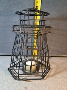 Wrought Iron Lighthouse Candle Lantern 11" Black #3068BMT - Picture 1 of 8