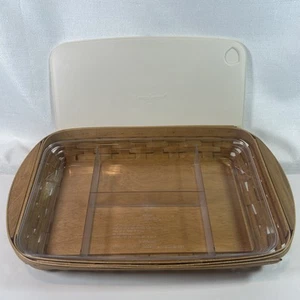 Vtg Longaberger Serve It Up Tray Basket With Divided Protector & Lid 2003 - Picture 1 of 15