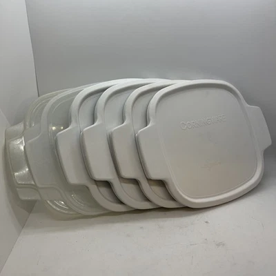 6 tapas de cazuela de plástico Corning Ware A-1-PC SOLO 4 (blancas) 2 transparentes (1 sin corning Foto 1 de 4