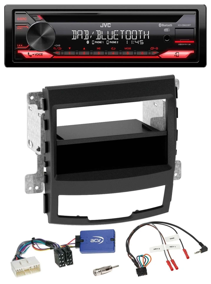JVC CD DAB USB Bluetooth Lenkrad Autoradio für SsangYong Korando CK 10-13 Telefo - Bild 1 von 4