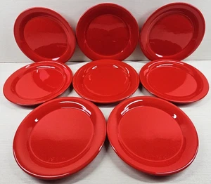 8) Waechtersbach Red 7.75" Salad Plates Set Smooth Germany Dishes Spain Made Lot - Picture 1 of 24