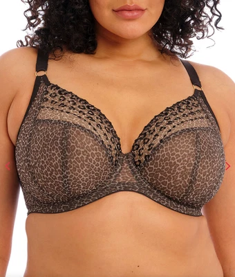 Elomi Matilda Plunge Bra Leopard Print Size 32J Plus Size Lingerie Curvy - Image 1 of 4