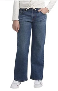 Levi's Girls Boys Jeans Dark Blue Denim Wide Leg Stretch Midrise 5-Pockets - Picture 1 of 8