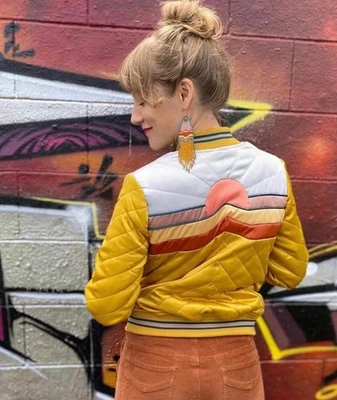 New $239 Classic Rock Culture Jacket- Dolly Western Bomber In Mustard  Sz S   - Image 1 of 4