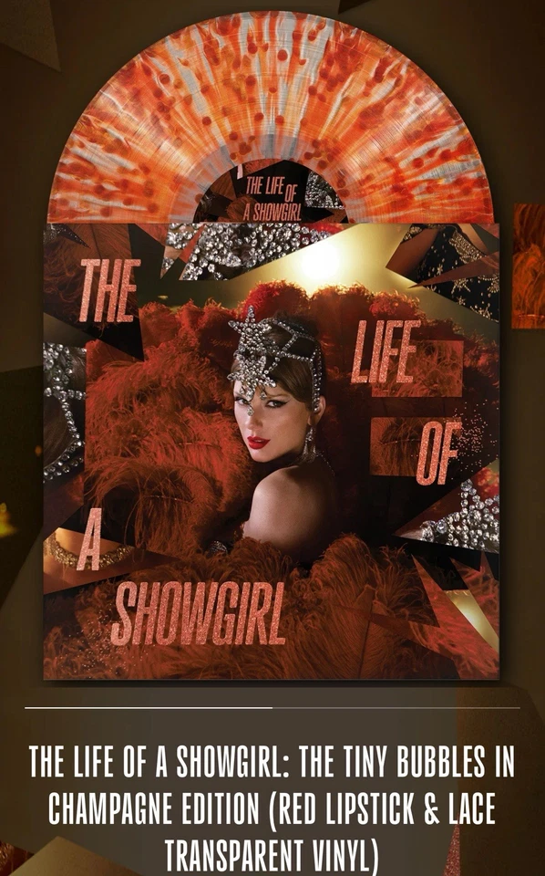 PRESALE Taylor Swift The Life of a Showgirl Champagne Red Lipstick & Lace Vinyl - Image 1 of 1