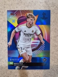 2023-24 Topps Finest UCC Nico Paz BLUE REFRACTOR RC #/150 SP COMO - Bild 1 von 2